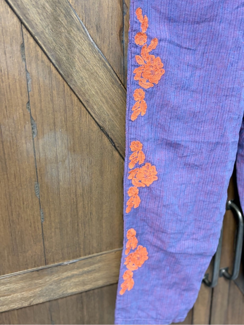 by Anthropologie Linen Floral Embroidered High Rise Relaxed Pants Size MP - Picture 7 of 10
